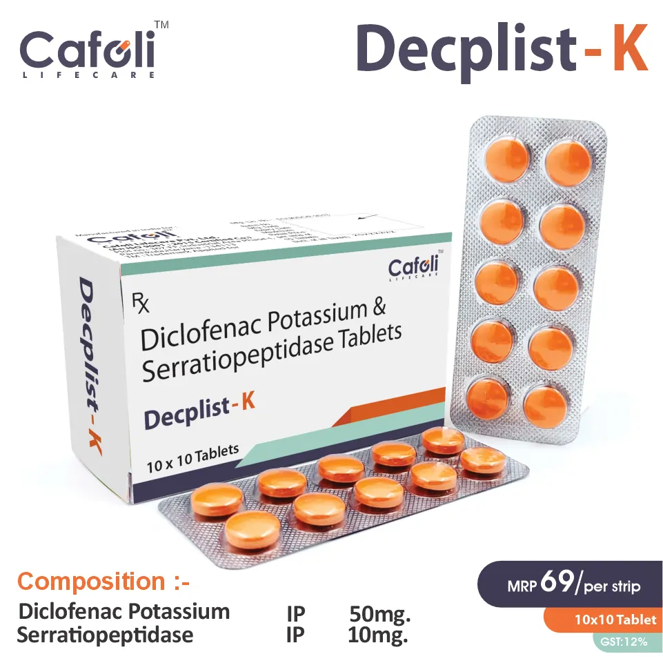 Diclofenac 50mg + Serratiopeptidase 10mg Tablet at Best Price in PCD Pharma Franchise for NSAID and Pain Relief.